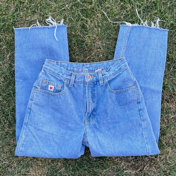 Rockies | Vintage Light Wash Straight Leg Raw-Hem High-Waist Western Jeans - Picture 3 of 9